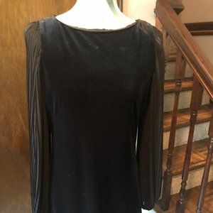 White House Black Market Black Party Dress with Sheer Sleeves Size 4